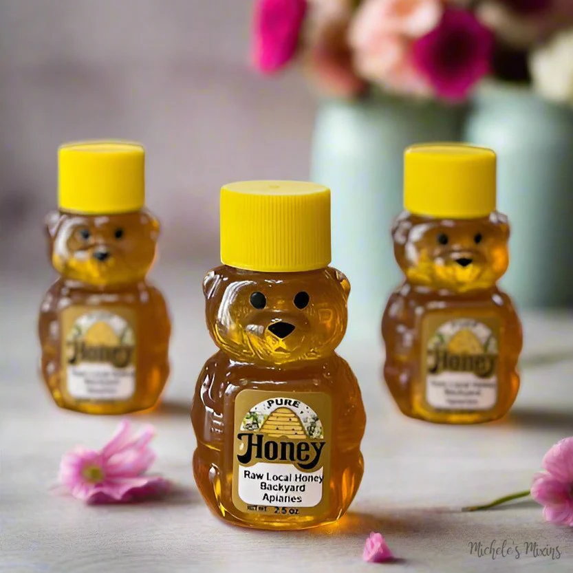 Watermarked - Backyard Apiaries Pure & Raw Local Honey Bears (2.5 oz.)
