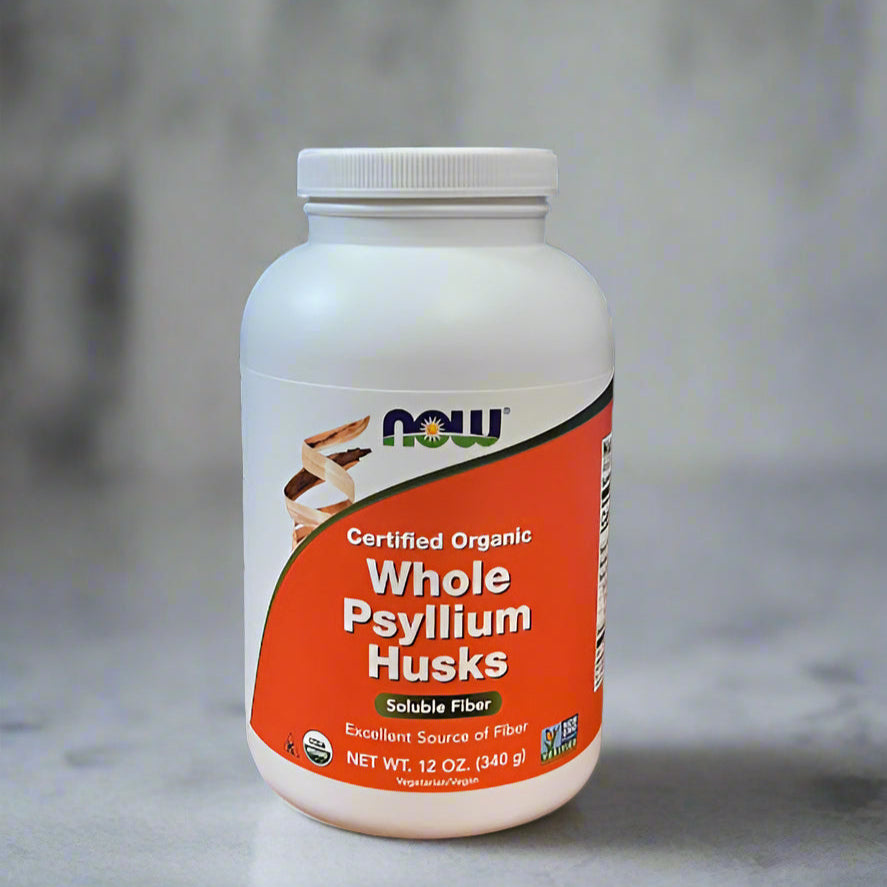 NOW Whole Psyllium Husks - Certified Organic Soluble Fiber (12 oz.)