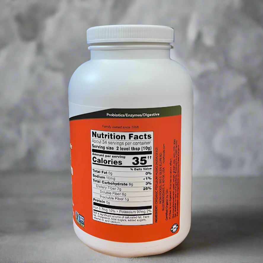 NOW Whole Psyllium Husks - Certified Organic Soluble Fiber (12 oz.)